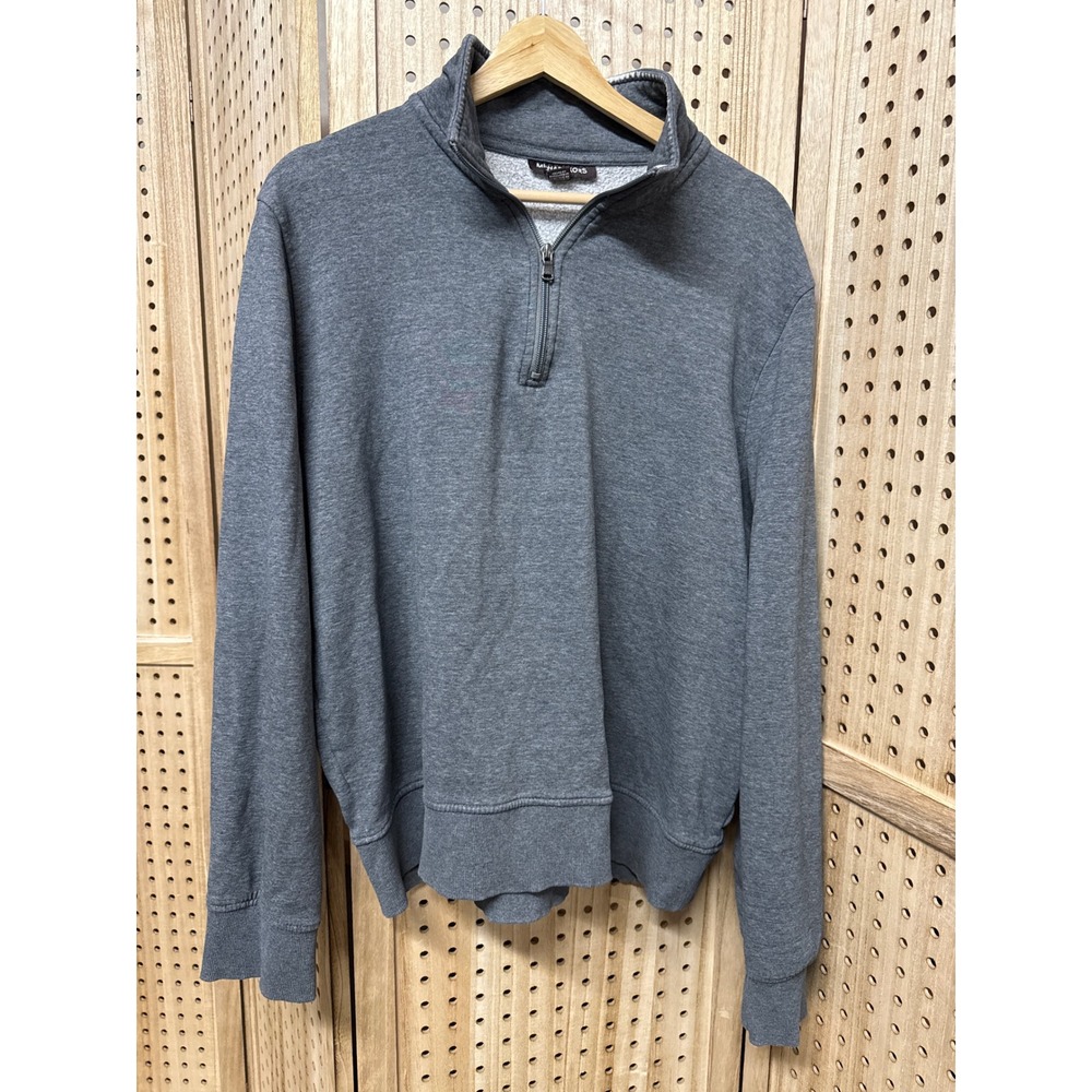 Michael Kors Mens Gray Quarter Zip Sweatshirt Logo Sleeve Size XL